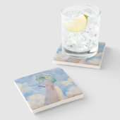 クロード・モネ - パラソルをさして左向きの女性 ストーンコースター (横)