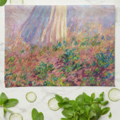 クロード・モネ – パラソルを右に向けた女性 キッチンタオル (折り畳み)