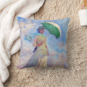 クロード・モネ – パラソルを右に向けた女性 クッション (ブランケット)