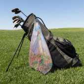 クロード・モネ – パラソルを右に向けた女性 ゴルフタオル (グリーン)