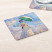 クロード・モネ – パラソルを右に向けた女性 スクエアペーパーコースター (アングル)