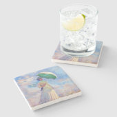 クロード・モネ – パラソルを右に向けた女性 ストーンコースター (横)