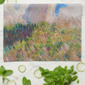 クロード・モネ – パラソルを向けた離れ女性 キッチンタオル (折り畳み)