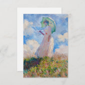 クロード・モネ – パラソルを向けた離れ女性 サンキューカード (正面/裏面)