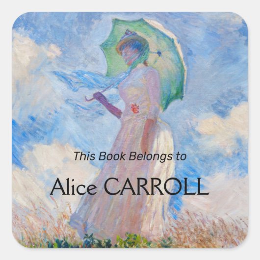 クロード・モネ – パラソルを向けた離れ女性 スクエアシール (正面)