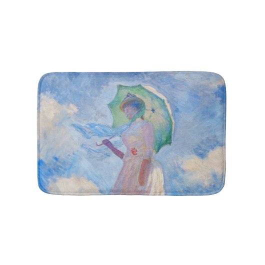クロード・モネ – パラソルを向けた離れ女性 バスマット (正面)