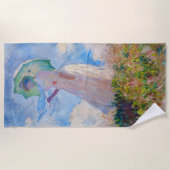 クロード・モネ – パラソルを向けた離れ女性 ビーチタオル (正面)