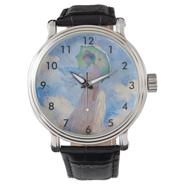 クロード・モネ – パラソルを向けた離れ女性 腕時計 (正面)