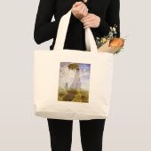 クロード・モネ-パラソルを持つ女性 ラージトートバッグ (正面(商品))