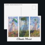クロード・モネ – パラソル・セリエを持つ女性 ポストカード<br><div class="desc">パラソル/傘を右向きの女性 – 1886年クロード・モネ。プロムナード、パラソルを持つ女性 – Claude Monet, 1875.パラソルと傘を向けた女離れ- 1886年クロード・モネ。</div>