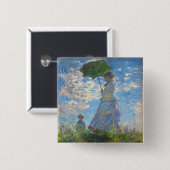 クロード・モネ – プロムナード，パラソルを持つ女性 缶バッジ (正面&裏面)