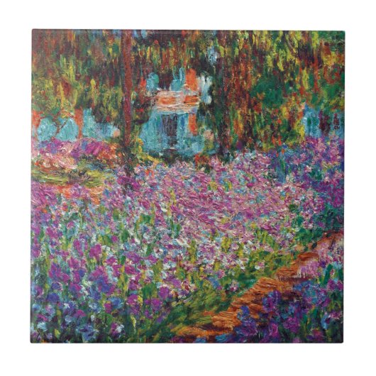 クロード・モネ - モネの庭のアイリス ファインアート タイル (正面)