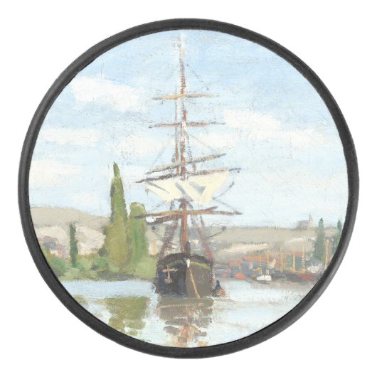 クロード・モネ。ルーアンでセーヌ川に乗る船 アイスホッケーパック (正面)