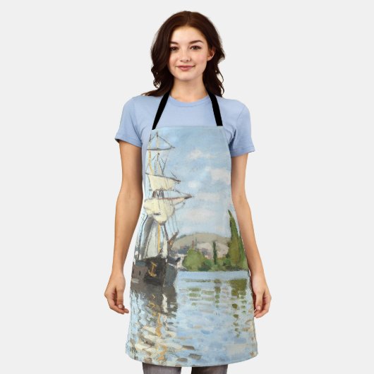 クロード・モネ。ルーアンでセーヌ川に乗る船 エプロン (着用した状態)