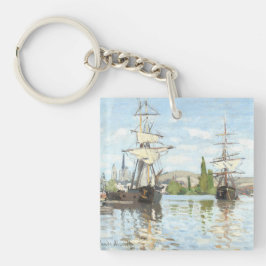クロード・モネ。ルーアンでセーヌ川に乗る船 キーホルダー
