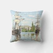 クロード・モネ。ルーアンでセーヌ川に乗る船 クッション (裏面)