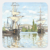 クロード・モネ。ルーアンでセーヌ川に乗る船 スクエアシール (正面)