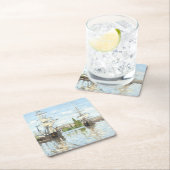 クロード・モネ。ルーアンでセーヌ川に乗る船 スクエアペーパーコースター (インサイチュ)