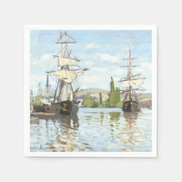 クロード・モネ。ルーアンでセーヌ川に乗る船 スタンダードカクテルナプキン