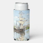 クロード・モネ。ルーアンでセーヌ川に乗る船 スリム缶クーラー (Seltzer正面)