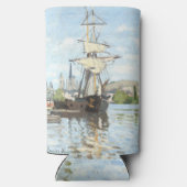 クロード・モネ。ルーアンでセーヌ川に乗る船 スリム缶クーラー (裏面)