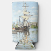 クロード・モネ。ルーアンでセーヌ川に乗る船 スリム缶クーラー (正面)