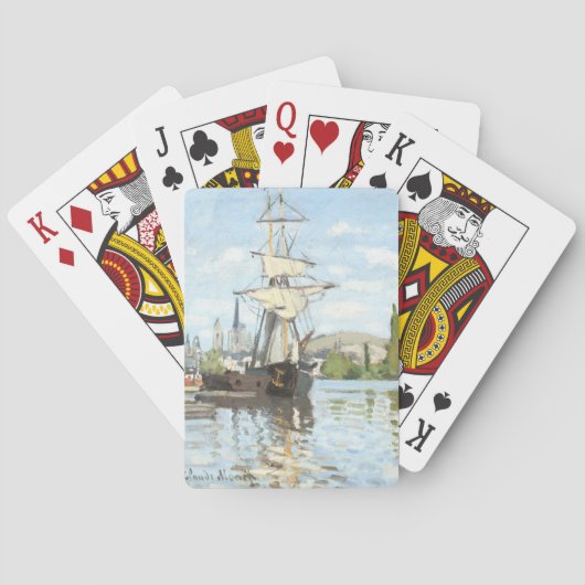 クロード・モネ。ルーアンでセーヌ川に乗る船 トランプ (裏面)