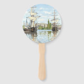 クロード・モネ。ルーアンでセーヌ川に乗る船 ハンドファン (裏面)