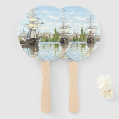 クロード・モネ。ルーアンでセーヌ川に乗る船 ハンドファン (正面&裏面)