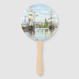 クロード・モネ。ルーアンでセーヌ川に乗る船 ハンドファン