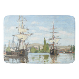 クロード・モネ。ルーアンでセーヌ川に乗る船 バスマット