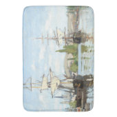 クロード・モネ。ルーアンでセーヌ川に乗る船 バスマット (正面縦)