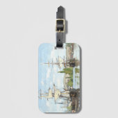 クロード・モネ。ルーアンでセーヌ川に乗る船 ラゲッジタグ (正面縦)