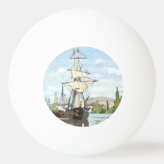 クロード・モネ。ルーアンでセーヌ川に乗る船 卓球ボール (正面)