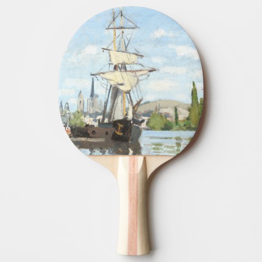 クロード・モネ。ルーアンでセーヌ川に乗る船 卓球ラケット (正面)
