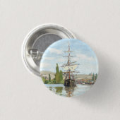 クロード・モネ。ルーアンでセーヌ川に乗る船 缶バッジ (正面&裏面)