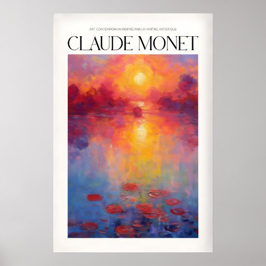 クロード・モネ 印象的な夕焼けの睡蓮 ウォールアート (正面)