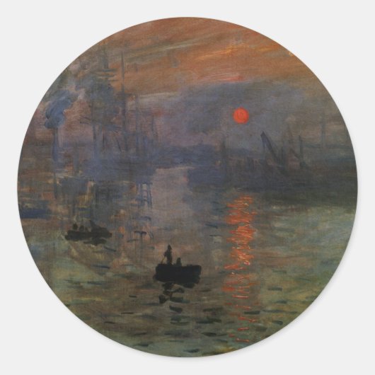 クロード・モネ「印象・日の出」ヴィンテージ アート ラウンドシール (正面)