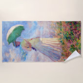 クロード・モネ - 右向きの傘を持つ女性 ビーチタオル (正面)