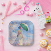 クロード・モネ - 右向きの傘を持つ女性 ペーパープレート (パーティー)