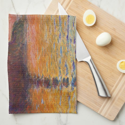 クロード・モネ - 夕暮れのサン・ジョルジェ・マッジョーレ キッチンタオル (四つ折り)