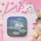 クロード・モネ - 夕焼けのハスの花 ペーパープレート (パーティー)