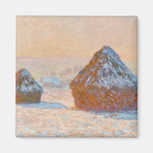 クロード・モネ - 小麦の山積み、雪の効果、朝 マグネット (正面)