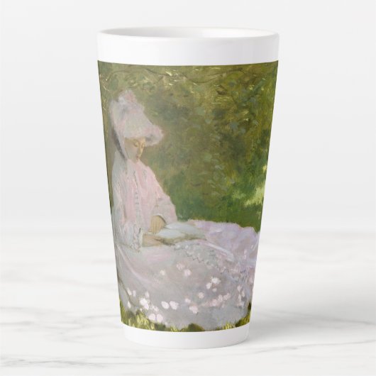 クロード・モネ 春の印象派の肖像画 カフェラテマグ (正面)