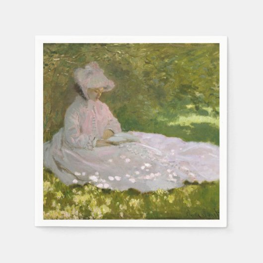 クロード・モネ 春の印象派の肖像画 スタンダードカクテルナプキン (正面)