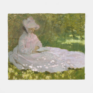 クロード・モネ 春の印象派の肖像画 フリースブランケット