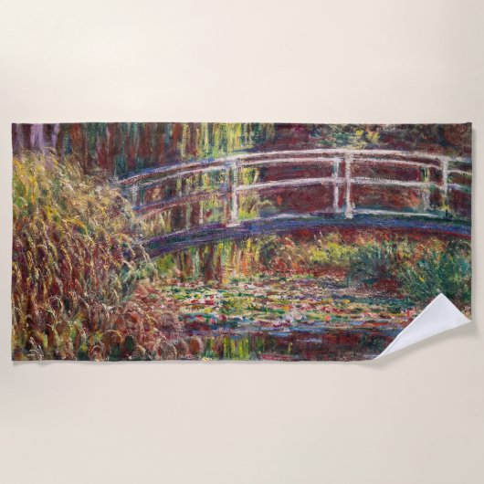クロード・モネ – 水百合池,ピンク調和 ビーチタオル (正面)