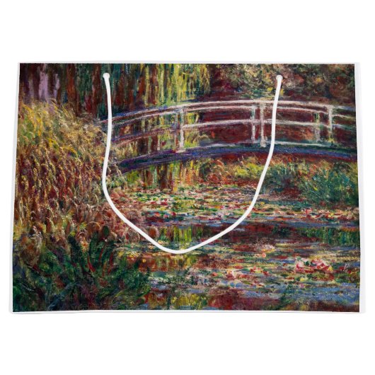 クロード・モネ – 水百合池,ピンク調和 ラージペーパーバッグ (正面)