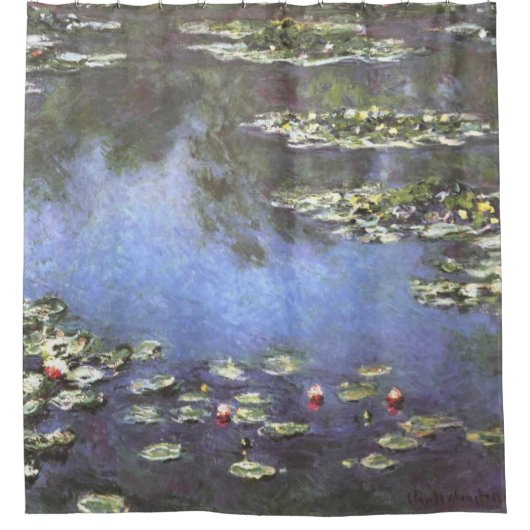 クロード・モネ、水蓮、1906年、青 シャワーカーテン (正面)