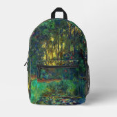 クロード・モネ – 池の角と《植物》スイレン プリントバックパック (正面)